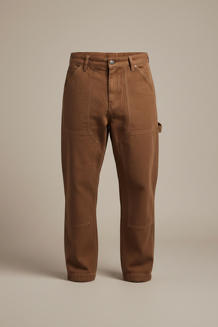 Pantalon Parachute Marron Coton Ample Homme Décontracté - vue 3