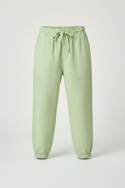 Pantalon Parachute Vert Lin Ample Enfant Sportswear - vue 3