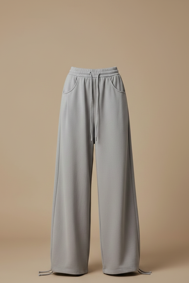 Pantalon Parachute Gris Ample Décontracté Large Femme - Molleton - vue 3