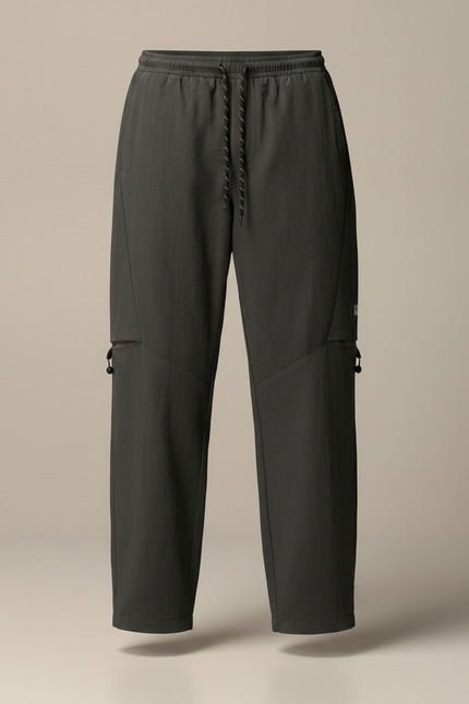 Pantalon Parachute Cargo Gris Ample Zippé Homme - Polyester - vue 3