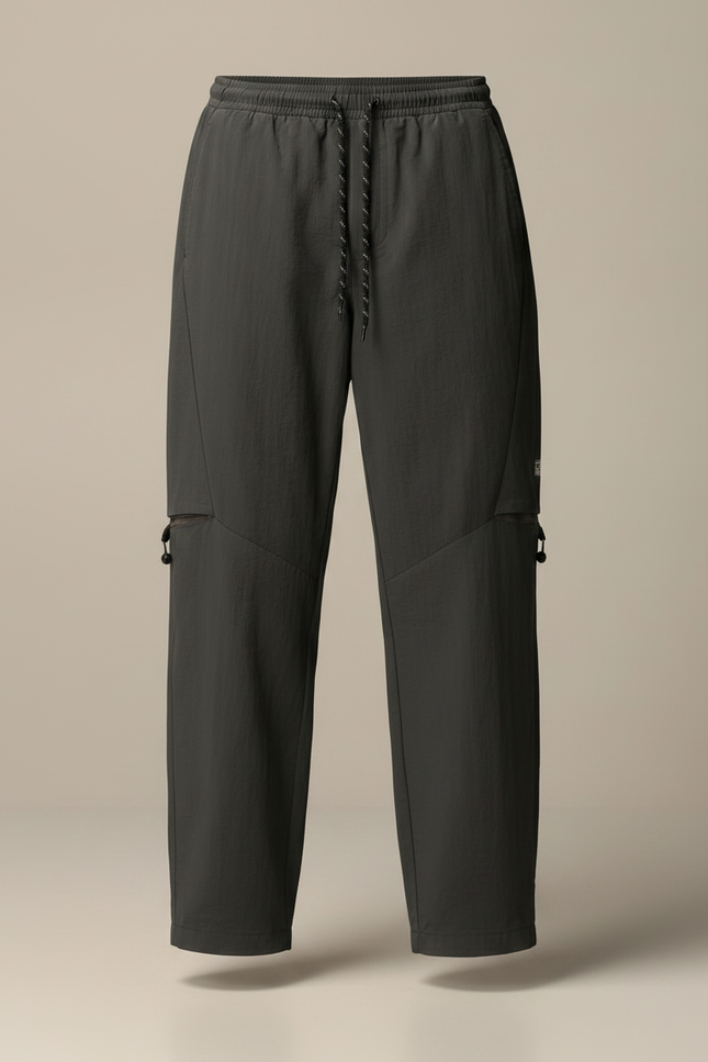 Pantalon Parachute Cargo Gris Ample Zippé Homme - Polyester - vue 3