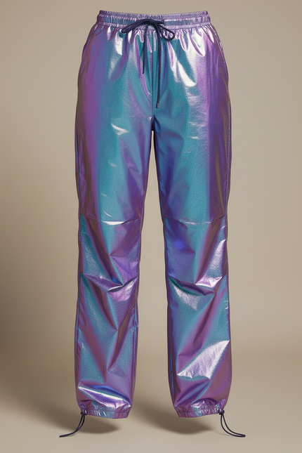 Pantalon Parachute Métallique Ample Holographique Femme Brillant - Multicolore Polyester - vue 3