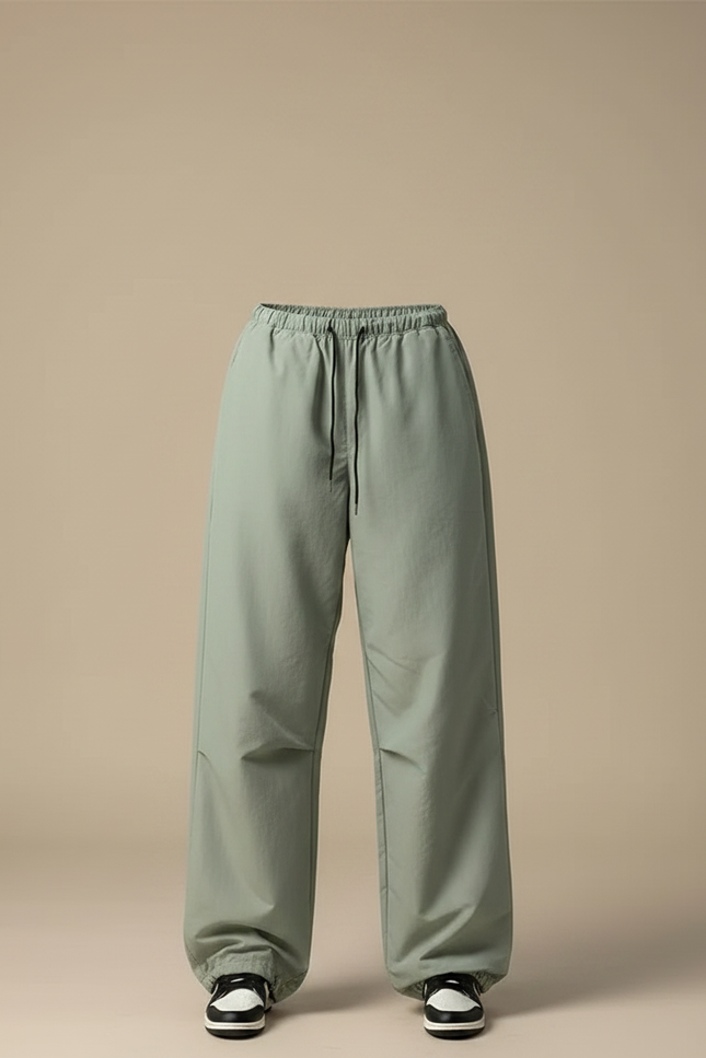 Pantalon Parachute Femme Kaki Baggy - Vert Polyester - vue 3