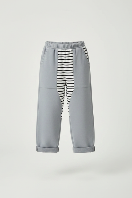 Pantalon Parachute Gris Ample Rayé Enfant Décontracté - Molleton - vue 3