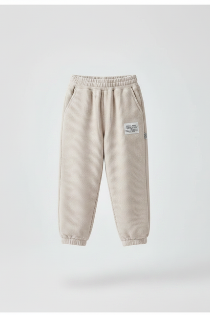 Pantalon Parachute Côtelé Beige Ample Décontracté Garçon - Cordé - vue 3
