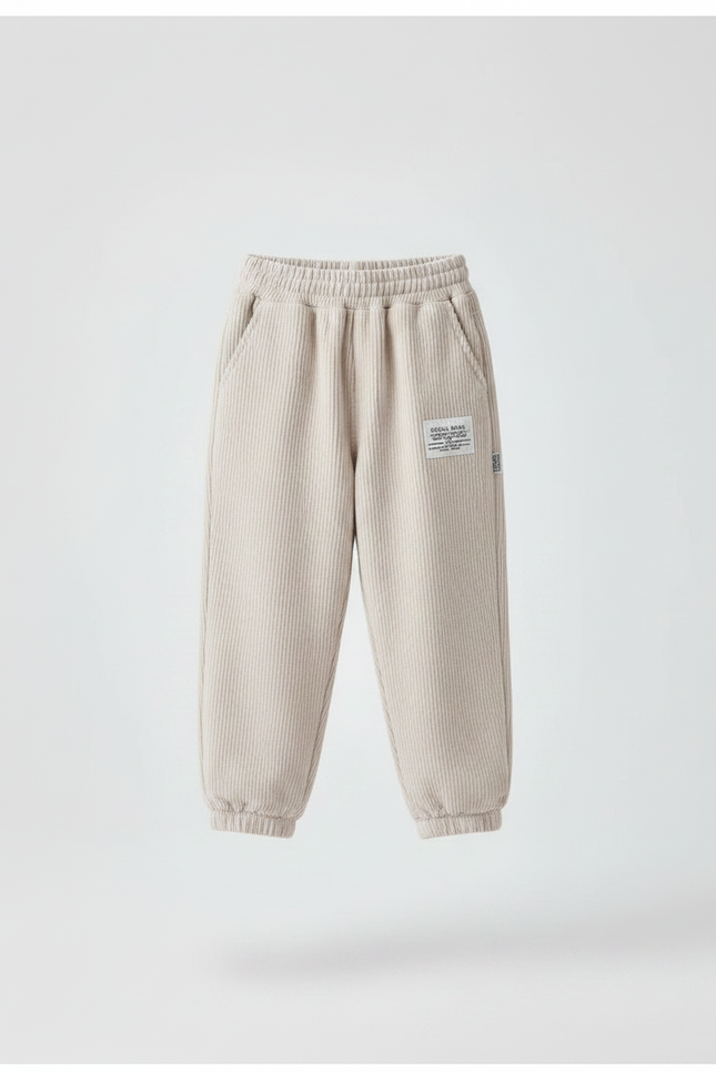Pantalon Parachute Côtelé Beige Ample Décontracté Garçon - Cordé - vue 3