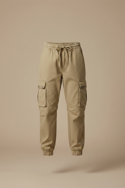Pantalon Parachute Kaki Cargo Ample Coton Décontracté - vue 3