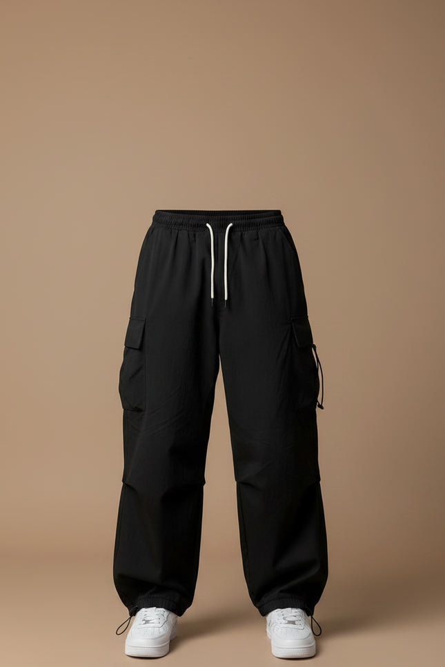 Pantalon Parachute Noir Ample Décontracté Urbain Homme - Polyester - vue 3