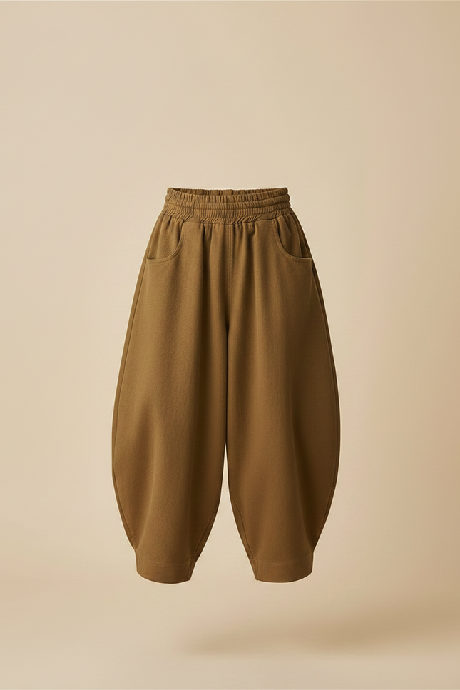 Pantalon Parachute Marron Ample Coton Enfant - Molleton - vue 3