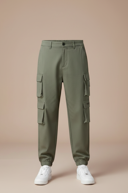 Pantalon Parachute Kaki Ample Cargo Garçon Coton - vue 3
