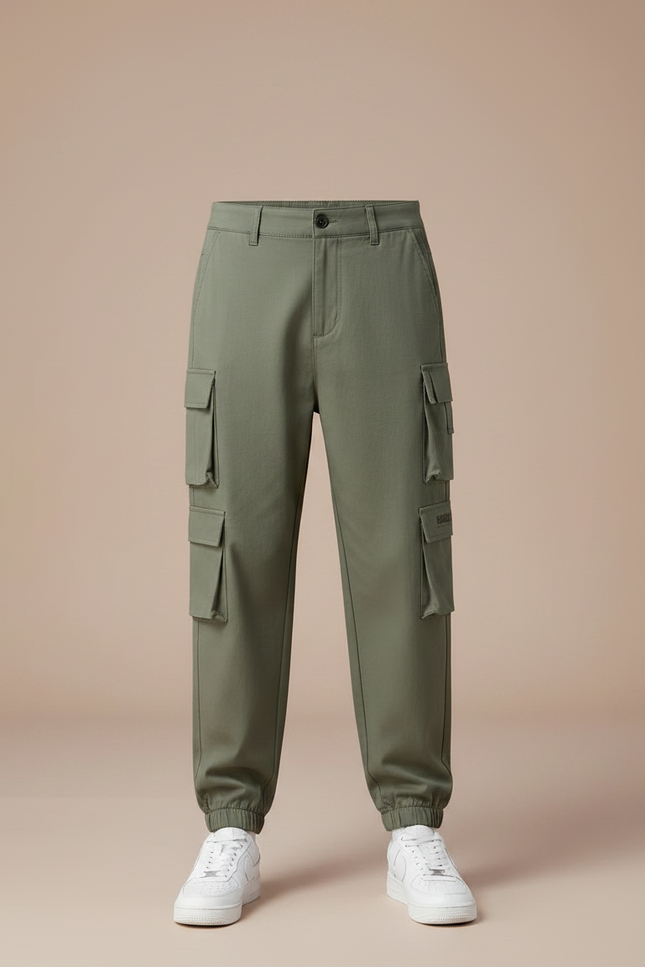 Pantalon Parachute Kaki Ample Cargo Garçon Coton - vue 3