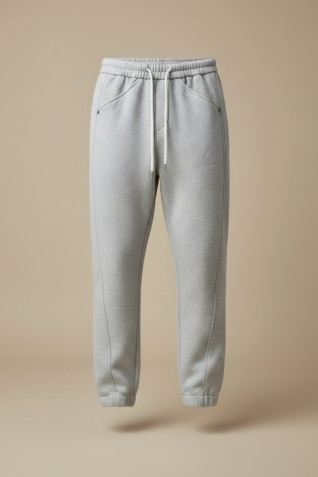 Pantalon Parachute Gris Molleton Ample Décontracté Homme - vue 3