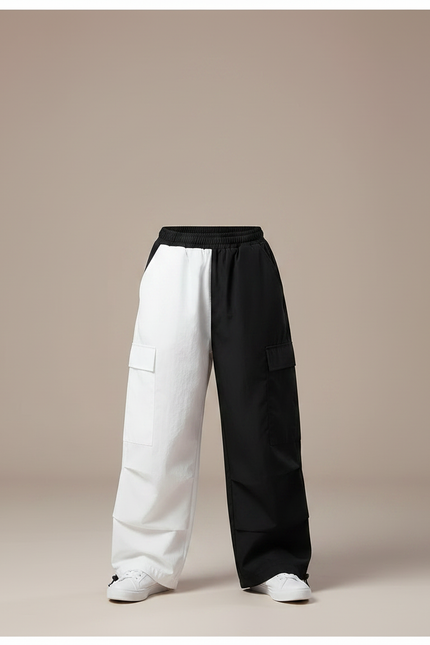 Pantalon Parachute Bicolore Noir Blanc Cargo Enfant - Multicolore Polyester - vue 3