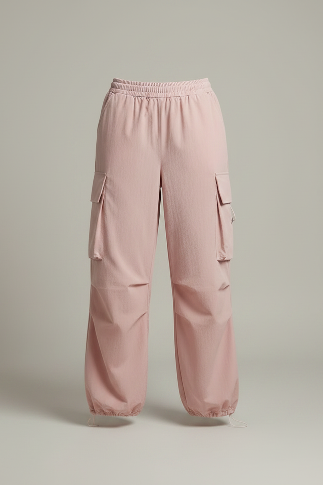 Pantalon Parachute Rose Cargo Ample Tissu Léger Femme - Polyester - vue 3
