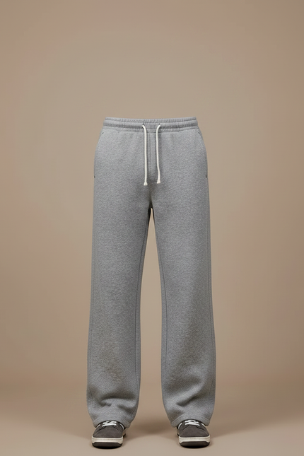 Pantalon Parachute Gris Ample Molleton Décontracté Cordon - vue 3