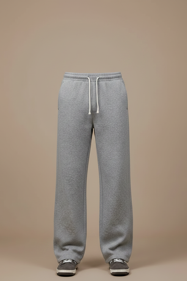 Pantalon Parachute Gris Ample Molleton Décontracté Cordon - vue 3