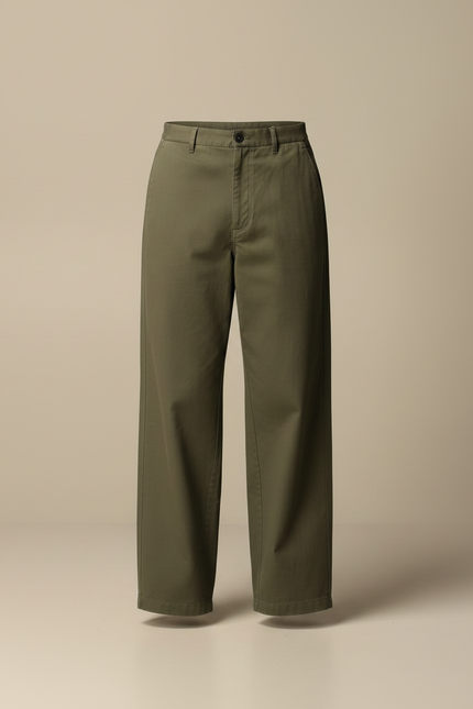 Pantalon Parachute Vert Ample Coton Décontracté Homme - Kaki - vue 3