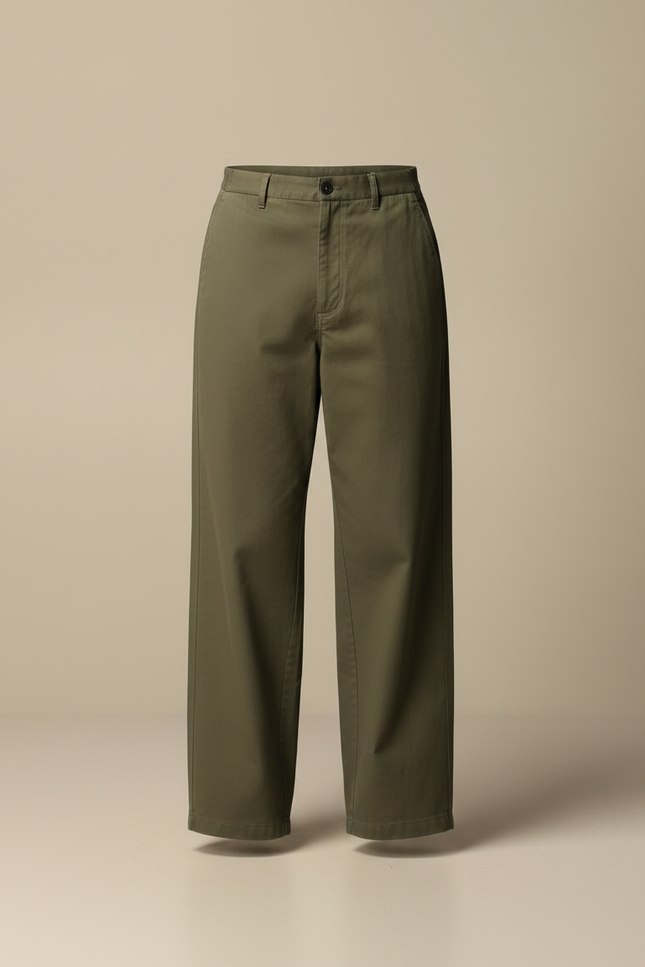 Pantalon Parachute Vert Ample Coton Décontracté Homme - Kaki - vue 3