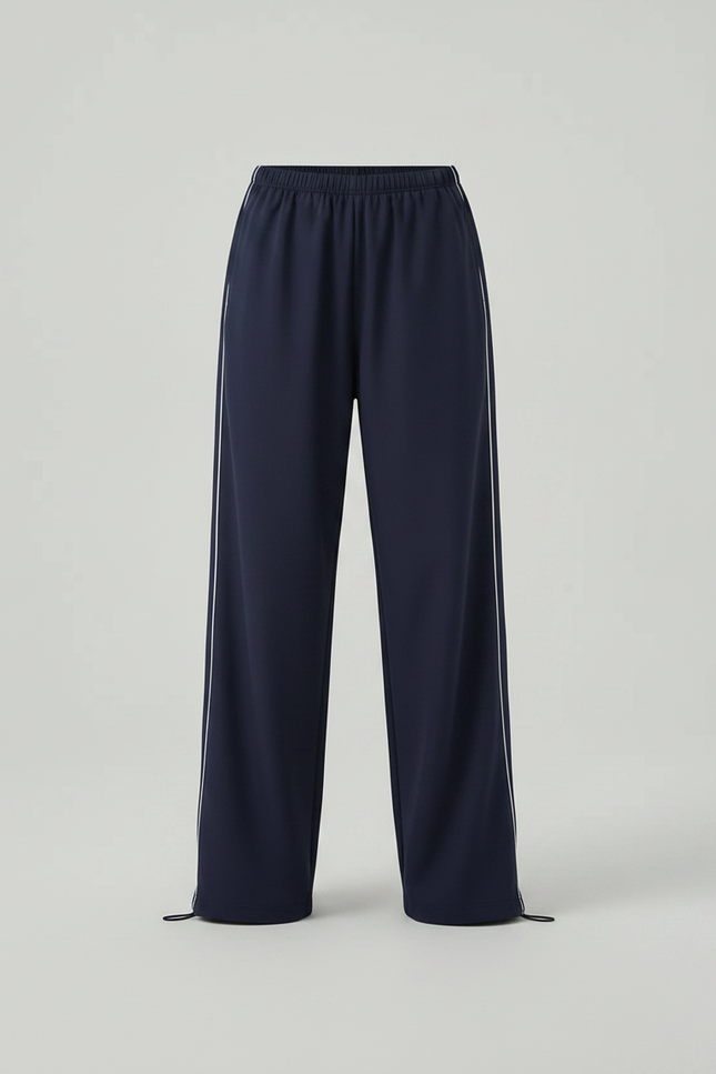 Pantalon Parachute Bleu Marine Ample Décontracté Rayures Latérales - Polyester - vue 3