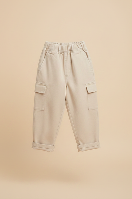 Pantalon Parachute Coton Ample Enfants Garçons Filles - Beige - vue 3