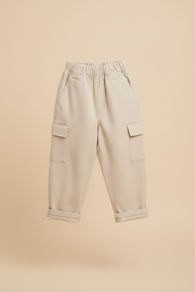 Pantalon Parachute Coton Ample Enfants Garçons Filles - Beige - vue 3