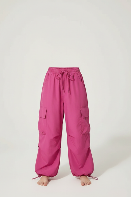 Pantalon Parachute Fuschia Cargo Ample Fille - Rose Polyester - vue 3