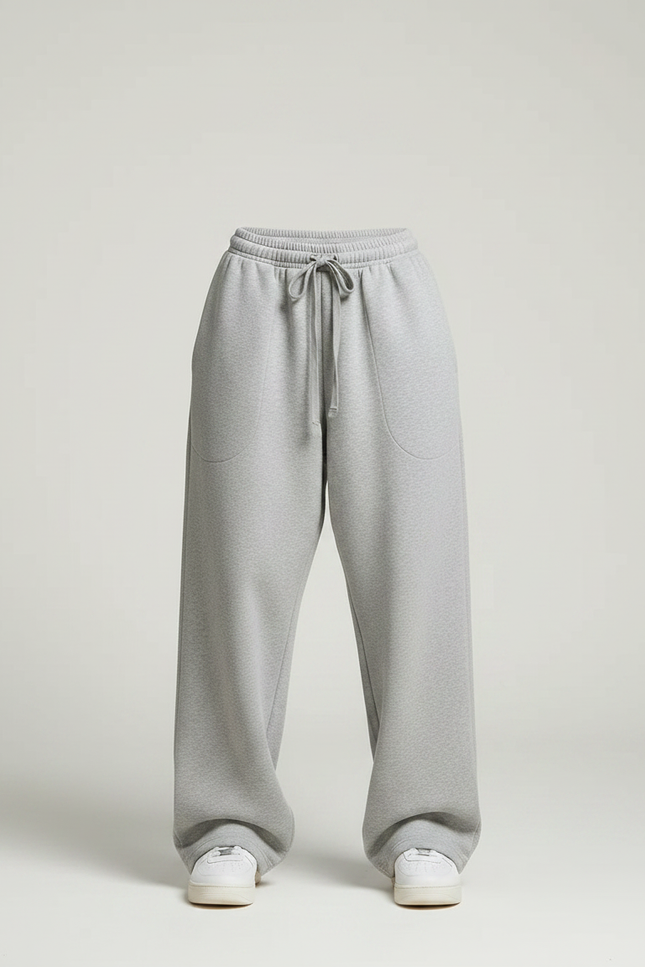 Pantalon Parachute Gris Ample Décontracté Molletonné Femme - vue 3