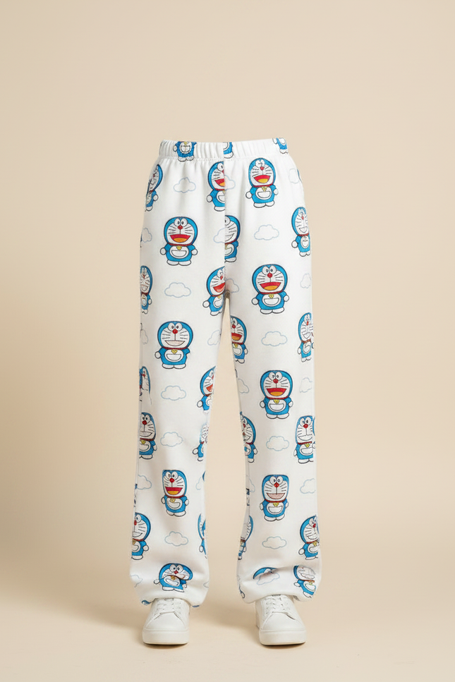 Pantalon Parachute Blanc Polaire Ample Doraemon Fille - Molleton - vue 3