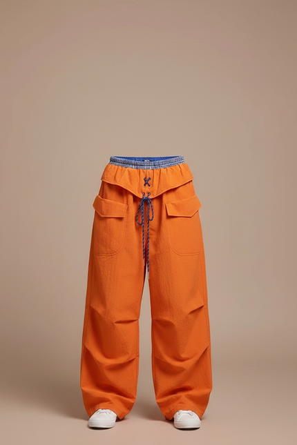 Pantalon Parachute Orange Ample Cargo Enfant Décontracté - Polyester - vue 3