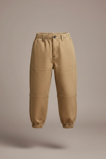 Pantalon Parachute Beige Ample Cargo Coton Enfant - vue 3