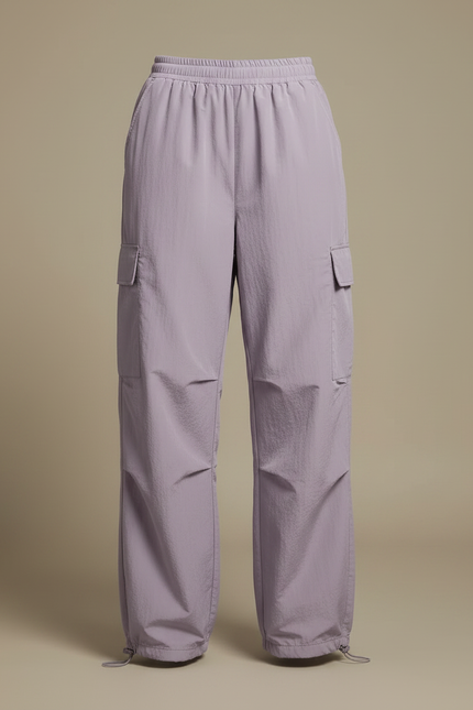 Pantalon Parachute Violet Fluide Cargo Ample Femme - Polyester - vue 3