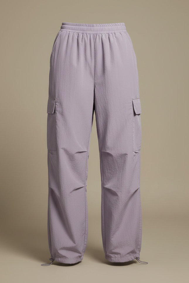 Pantalon Parachute Violet Fluide Cargo Ample Femme - Polyester - vue 3