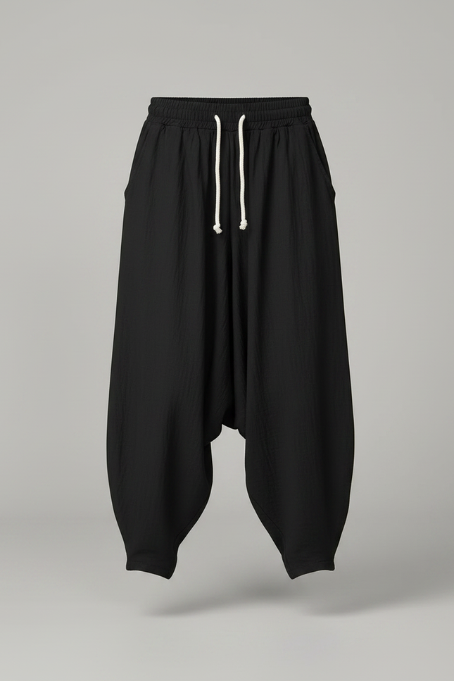 Pantalon Parachute Noir Ample Enfant Coton - vue 3