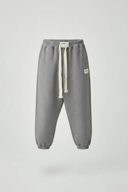 Pantalon Parachute Gris Ample Coton Enfant Sportif Cordon - Molleton - vue 3