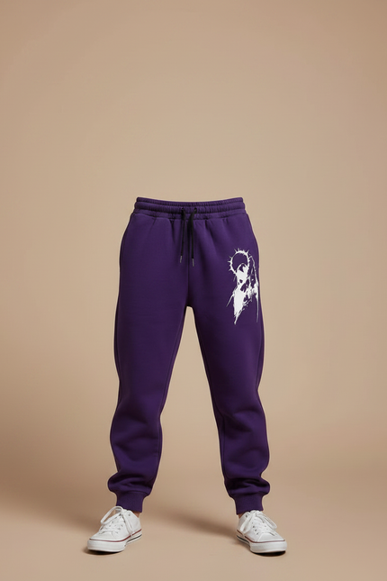Pantalon Parachute Violet Imprimé Anime Décontracté Enfant - Molleton - vue 3