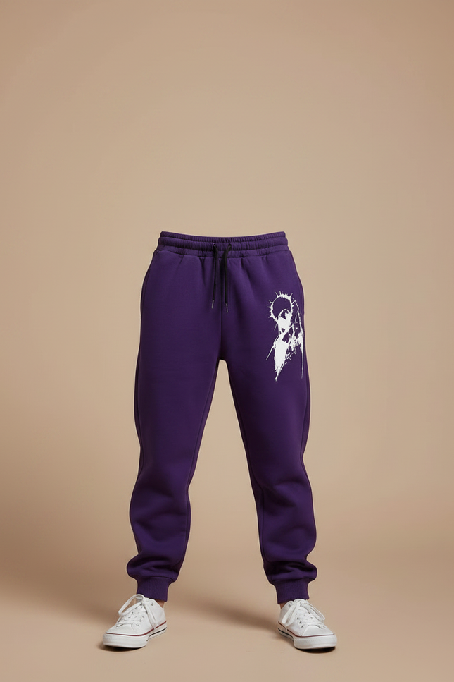 Pantalon Parachute Violet Imprimé Anime Décontracté Enfant - Molleton - vue 3