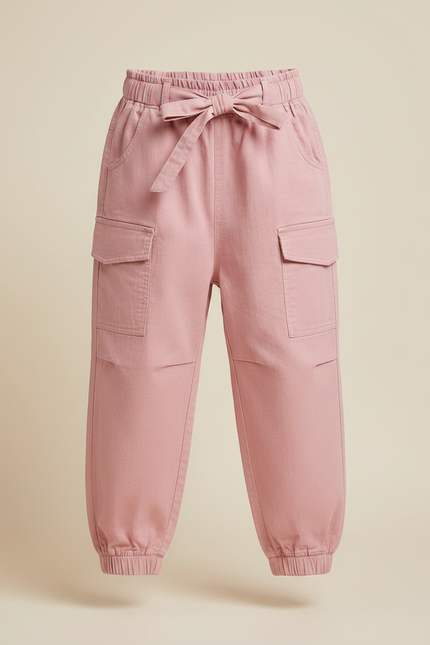 Pantalon Parachute Rose Coton Ample Fille Ceinture - vue 3