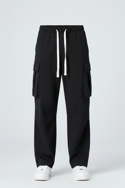 Pantalon Parachute Noir Ample Décontracté Urbain - Polyester - vue 3