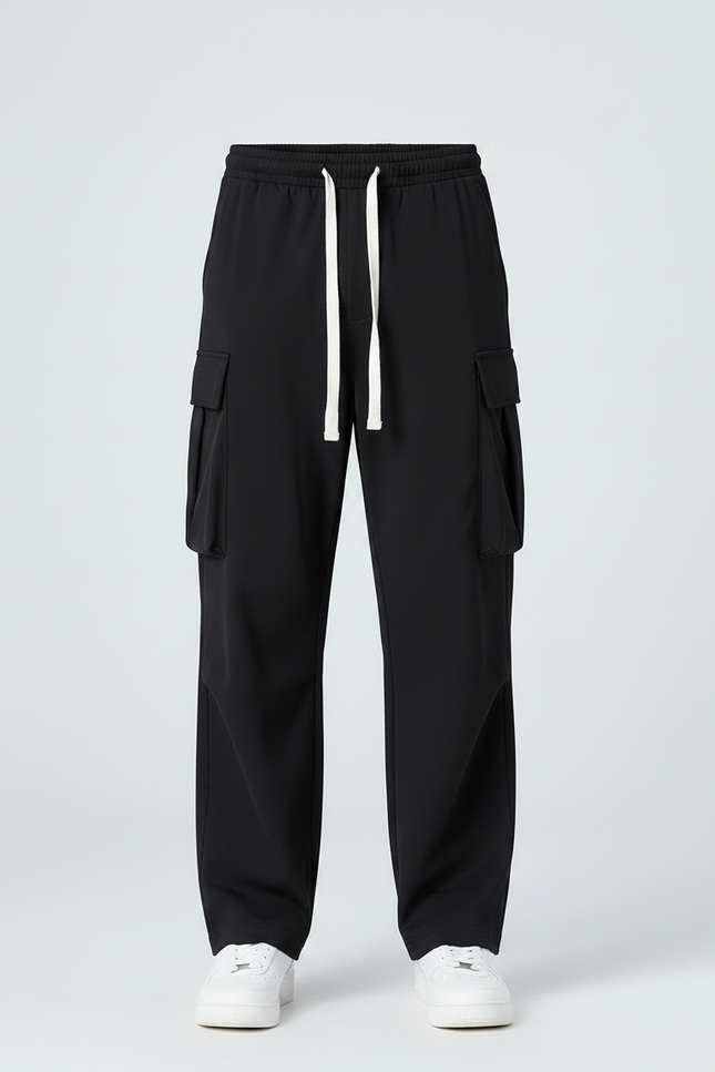 Pantalon Parachute Noir Ample Décontracté Urbain - Polyester - vue 3