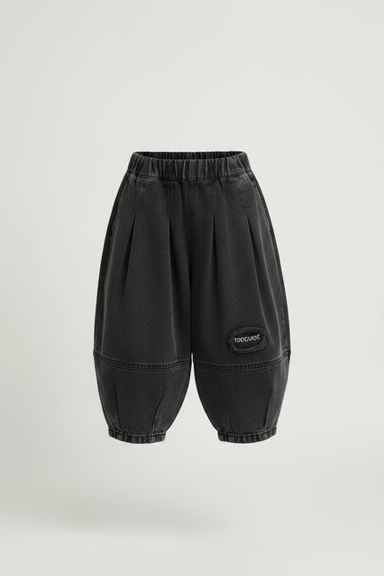 Pantalon Parachute Noir Denim Ample Garçon Décontracté - Jean - vue 3