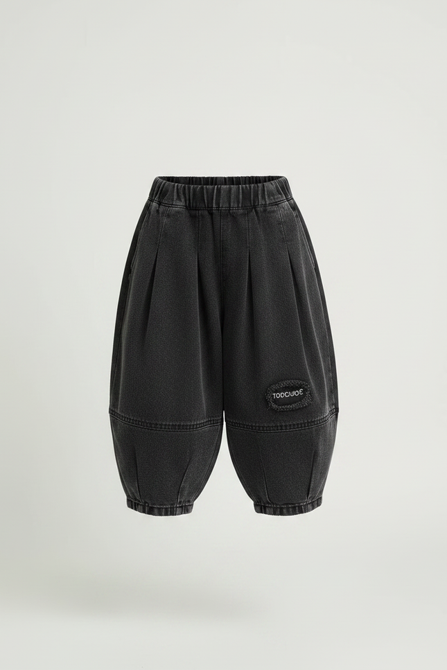 Pantalon Parachute Noir Denim Ample Garçon Décontracté - Jean - vue 3