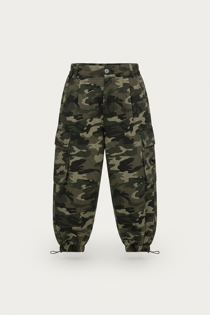 Pantalon Parachute Camouflage Cargo Ample Fille - Imprimé Gabardine - vue 3