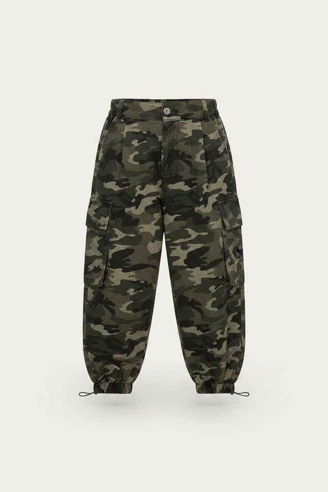 Pantalon Parachute Camouflage Cargo Ample Fille - Imprimé Gabardine - vue 3