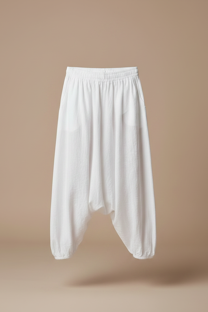 Pantalon Parachute Blanc Ample Coton Enfant Décontracté - vue 3