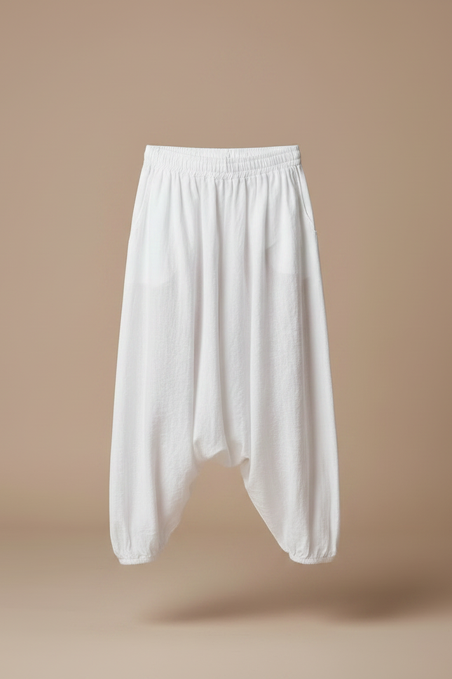 Pantalon Parachute Blanc Ample Coton Enfant Décontracté - vue 3