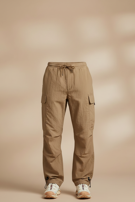 Pantalon Parachute Kaki Cargo Léger Cordon Homme - Polyester - vue 3