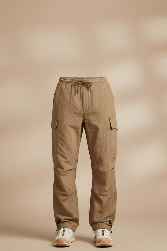 Pantalon Parachute Kaki Cargo Léger Cordon Homme - Polyester - vue 3