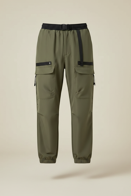 Pantalon Parachute Kaki Cargo Ample Décontracté Homme - Polyester - vue 3