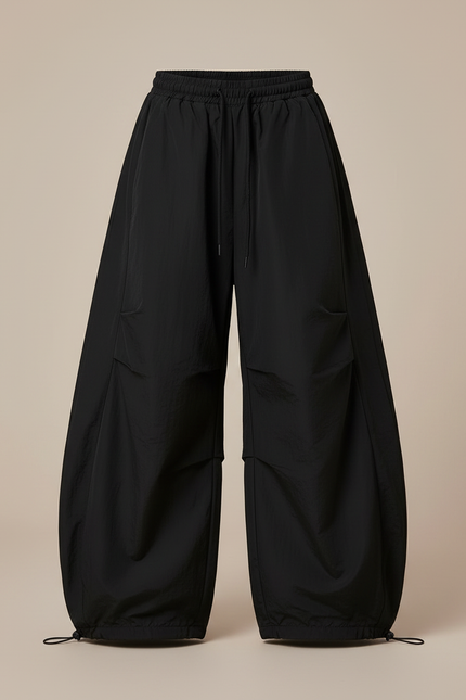 Pantalon Parachute Noir Ample Cordon Enfant - Polyester - vue 3