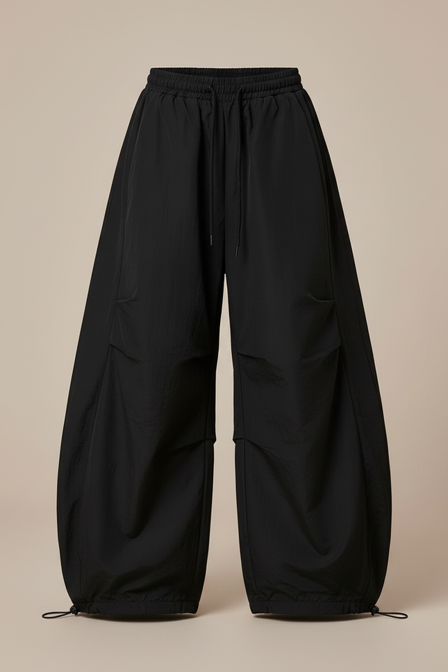 Pantalon Parachute Noir Ample Cordon Enfant - Polyester - vue 3